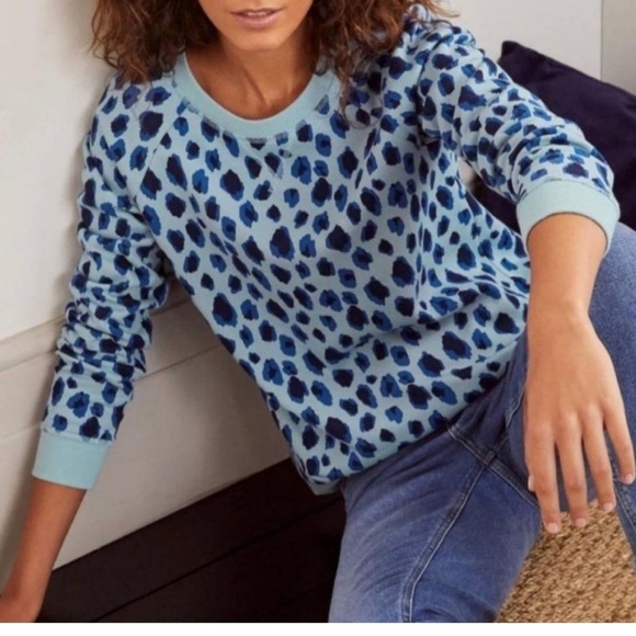 Boden sweatshirt ice blue leopard sketch print size S - Picture 1 of 4